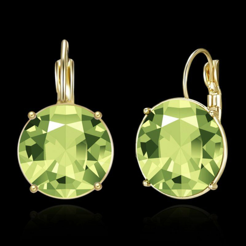💚Green Round Crystal Rhinestone Earrings💚